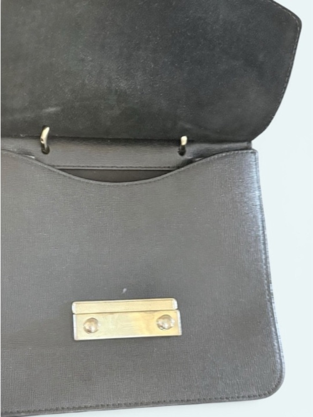 Furla Black Saffiano Leather Top-Handle Satchel with Patterned Guitar Strap - Picture 7 of 9